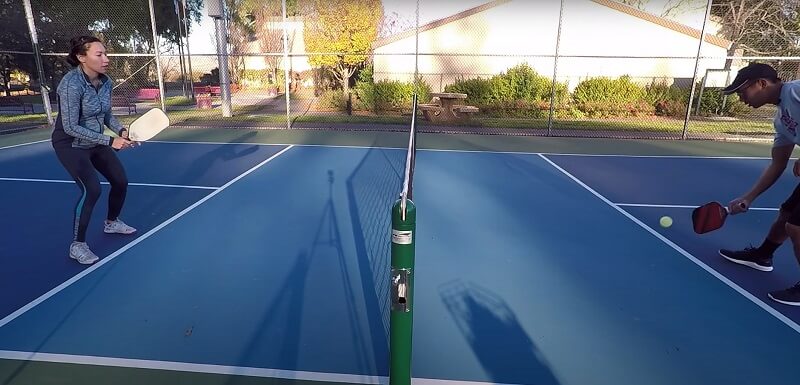 stay low to dink pickleball